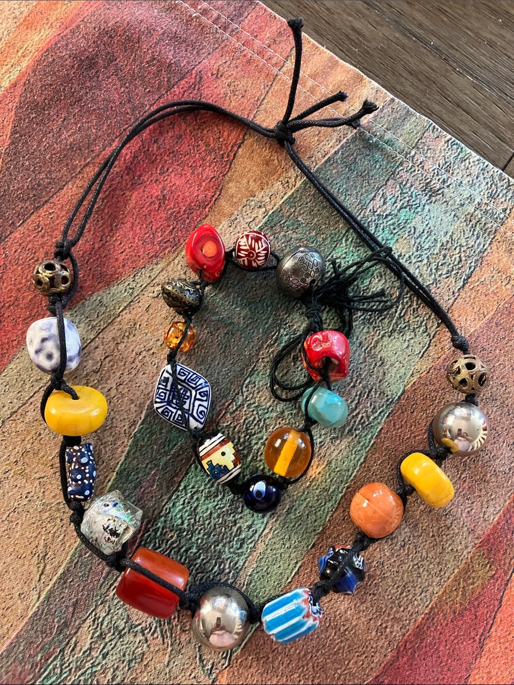 Handmade Colorful Glass Bead Bracelet  & necklace with Mixed Beads